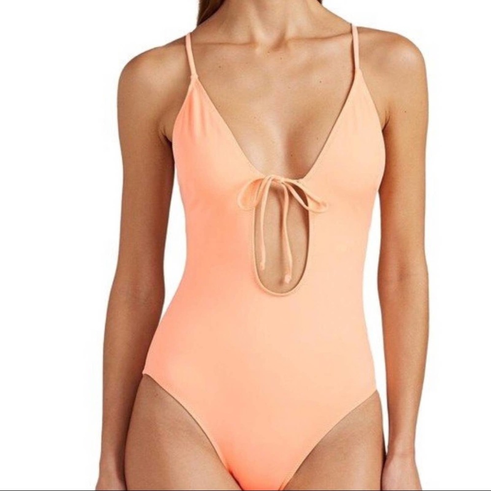 “SOLD” SOLID AND STRIPED KELSEY KEYHOLE ACCENT ONE-PIECE SWIMSUIT